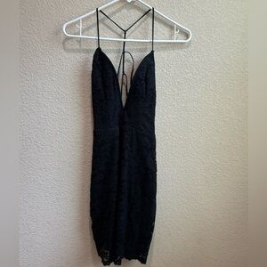 BEBE Black Floral Lace Bodycon Dress